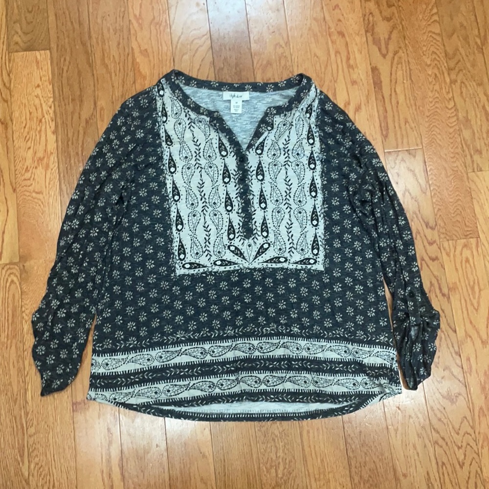 Black and Cream Designed Blouse | Style & Co